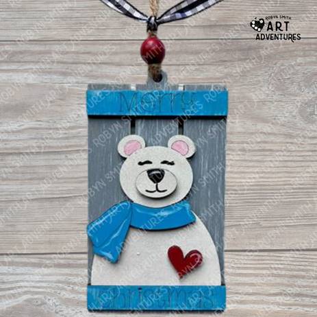 DIY Ornament Art Kit - Polar Bear - 3D Pallet Ornament, 5"