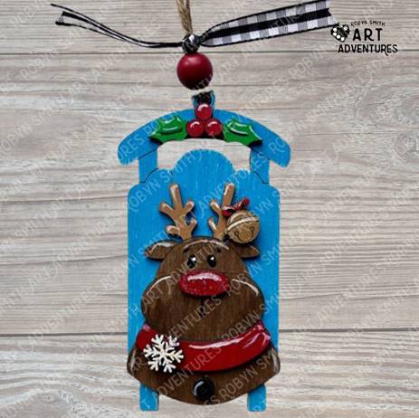 DIY Ornament Art Kit - Rudolph - 3D Sled Ornament, 5"