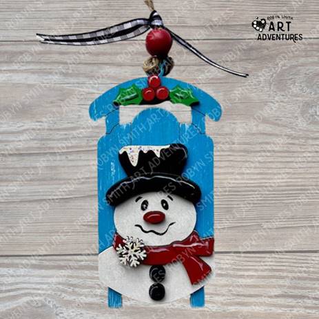 DIY Ornament Art Kit - Snowman - 3D Sled Ornament, 5"