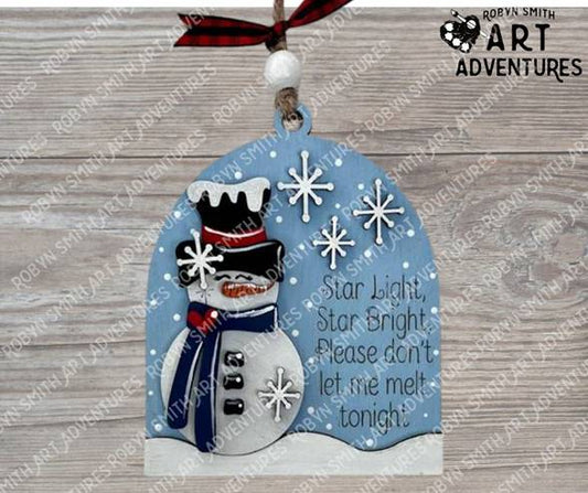 DIY Ornament Art Kit - Snowman Star Light - 3D Arch Ornament, 4.5"