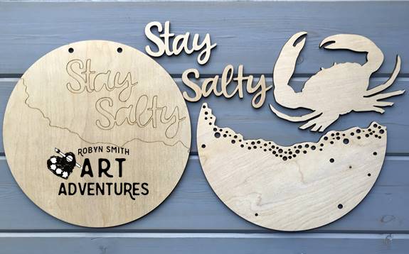 Adult DIY Art Kit - Stay Salty - 3D Round Door Hanger, 16"