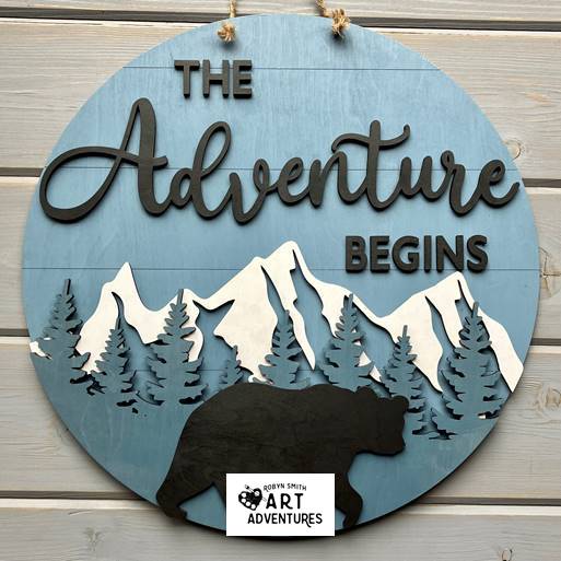 Adult DIY Art Kit - The Adventure Begins - Bear - 3D Door Hanger, 16"