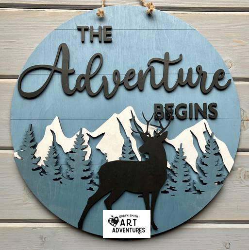 Adult DIY Art Kit - The Adventure Begins - Buck - 3D Door Hanger, 16"