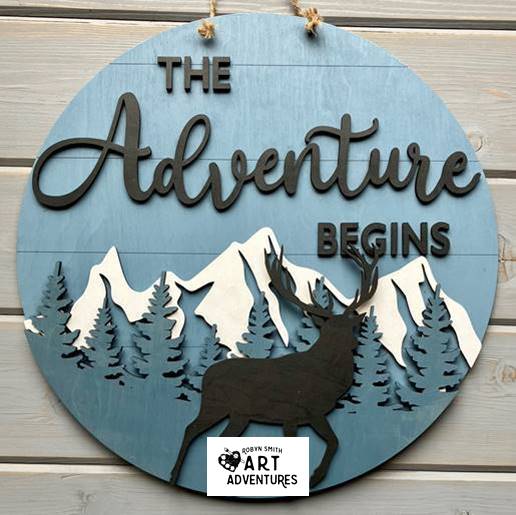 Adult DIY Art Kit - The Adventure Begins - Elk - 3D Door Hanger, 16"