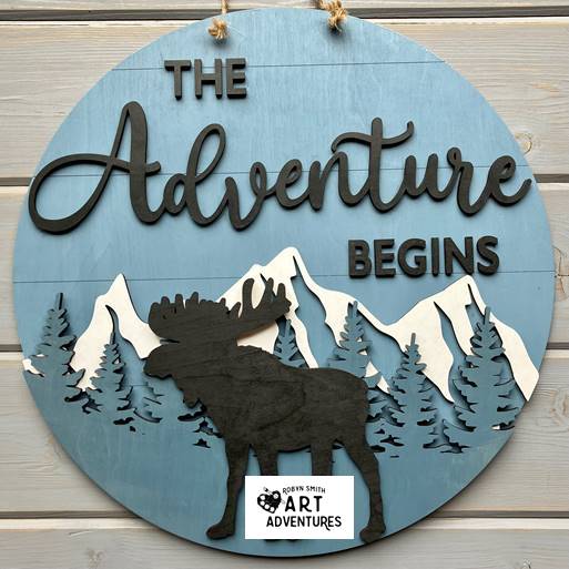 Adult DIY Art Kit - The Adventure Begins - Moose - 3D Door Hanger, 16"