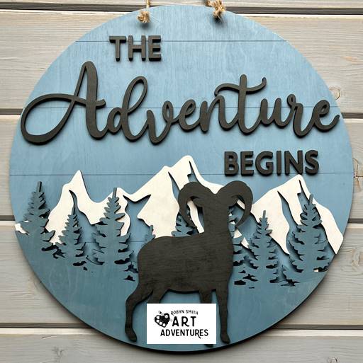 Adult DIY Art Kit - The Adventure Begins - Ram - 3D Door Hanger, 16"