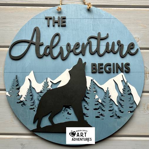 Adult DIY Art Kit - The Adventure Begins - Wolf - 3D Door Hanger, 16"