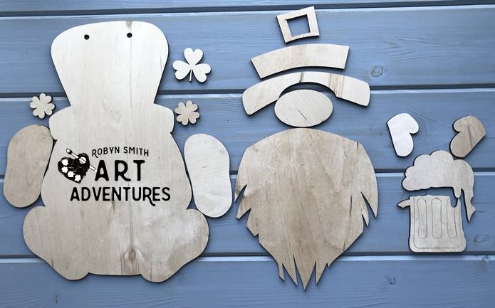 Adult DIY Art Kit - Leprechaun Gnome w/Beer - 3D Door Hanger, 16"