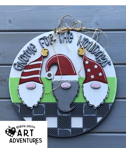 Adult DIY Art Kit - Gnome for the Holidays - 3D Round Door Hanger, 16"