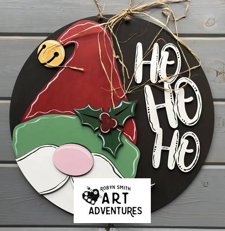 Adult DIY Art Kit - Ho-Ho-Ho Gnome - 3D Round Door Hanger, 16"