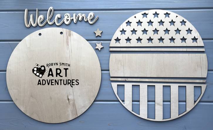 Adult DIY Art Kit - Patriotic Welcome - 3D Round Door Hanger, 16"