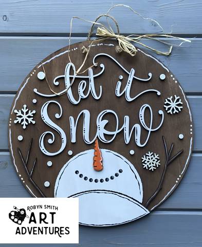 Adult DIY Art Kit - Let it Snow - 3D Round Door Hanger, 16"