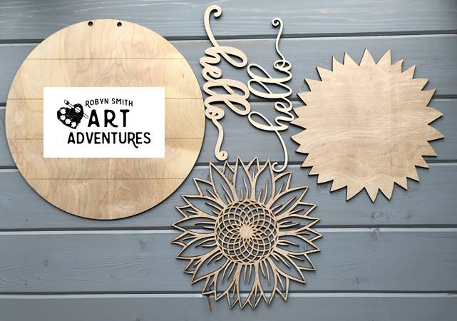 Adult DIY Art Kit - Sunflower Hello - 3D Round Door Hanger, 16"