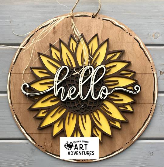 Wood Blanks Only - Sunflower Hello - 3D Door Hanger, 16"