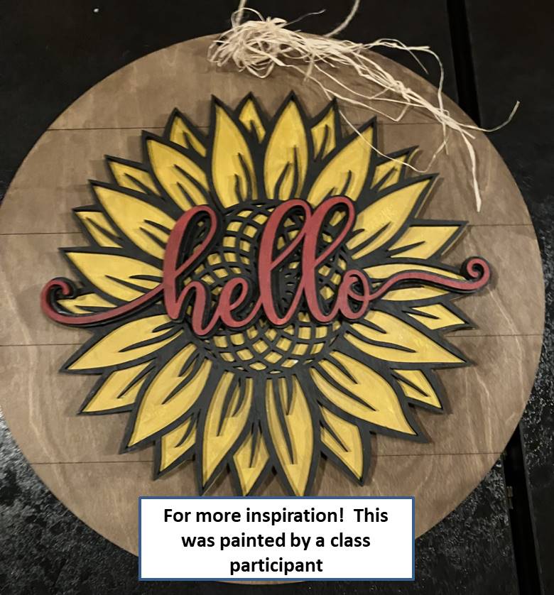 Adult DIY Art Kit - Sunflower Hello - 3D Round Door Hanger, 16"