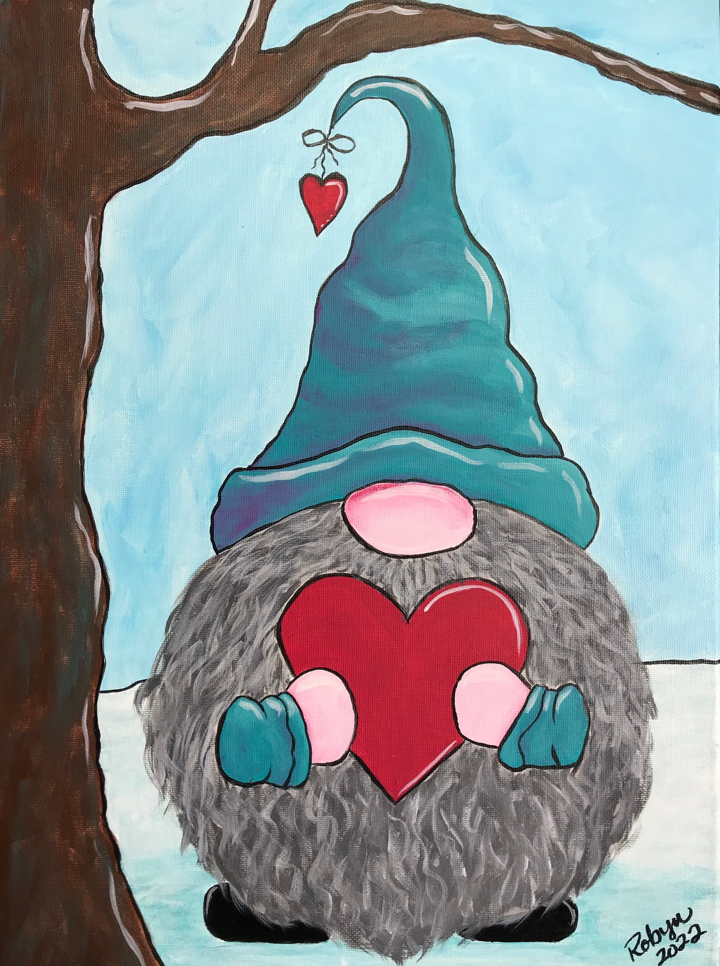 Adult DIY Art Kit - Valentine Gnome Guy - Canvas