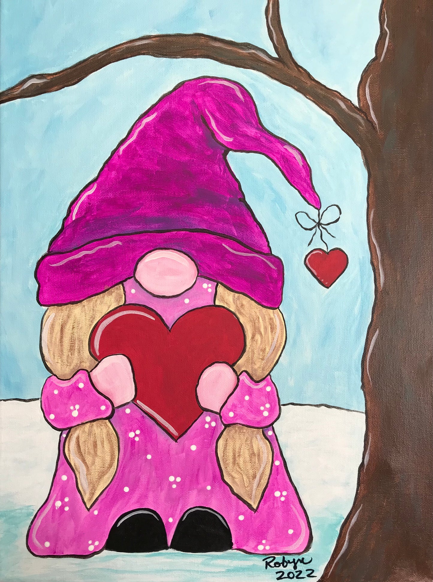 Adult DIY Art Kit - Valentine Gnome Girl - Canvas